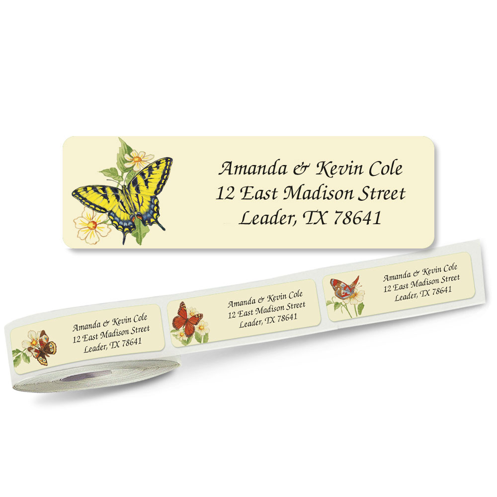 Butterflies Rolled Address Labels (5 Designs) | Colorful Images