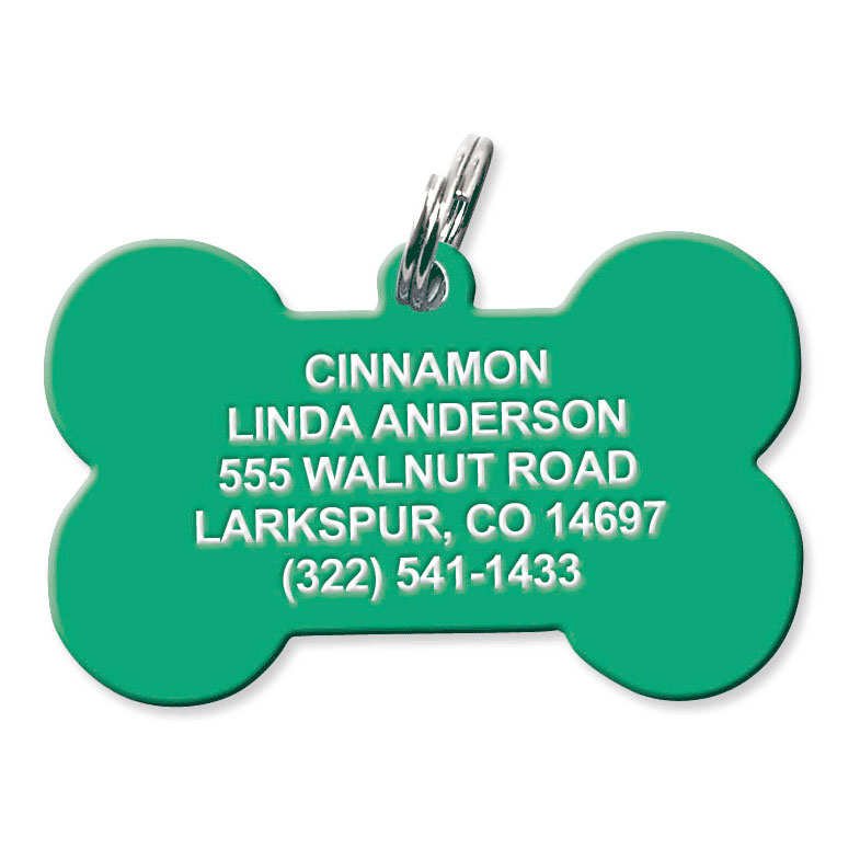 Dog Bone Plastic Personalized Pet Tag-Green-130536A