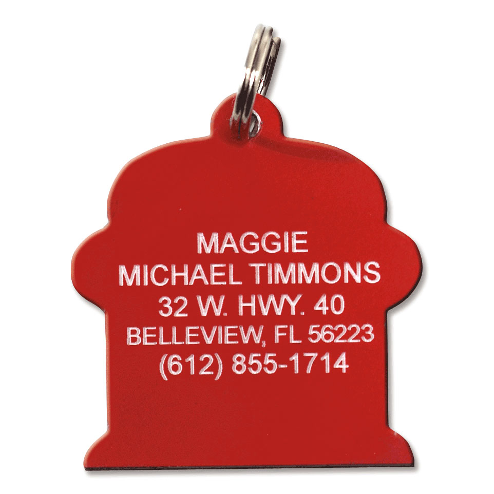 Fire Hydrant Plastic Personalized Pet Tag-Red-130537G