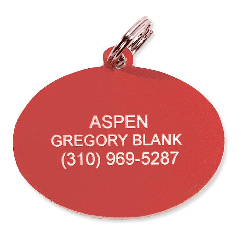 Oval Plastic Personalized Pet Tag-Red-130533G