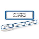 Blue and Silver Frame Rolled Return Address Labels