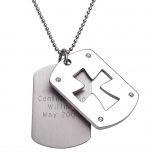 Stainless Steel  Double Dog Tag Cross Necklace