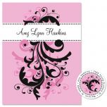 Pink & Black Swirl  Personalized  Note Cards