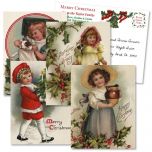 Christmas Victorian Holiday Vintage Postcards  (4 Designs)