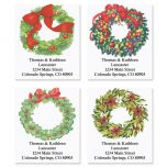 Christmas Wreath Address Labels  (4 designs)