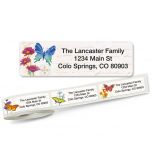 Butterflies and Flowers Rolled Return Address Labels  (5 Designs)