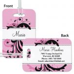 Pink & Black Swirl Personalized Bag Tag