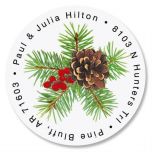 Classic Spruce Round Christmas Address Labels