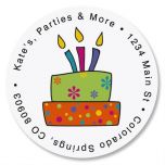 Birthday Cake Round Address Labels