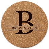 816698 - Initial and Last Name Custom Round Cork Trivet