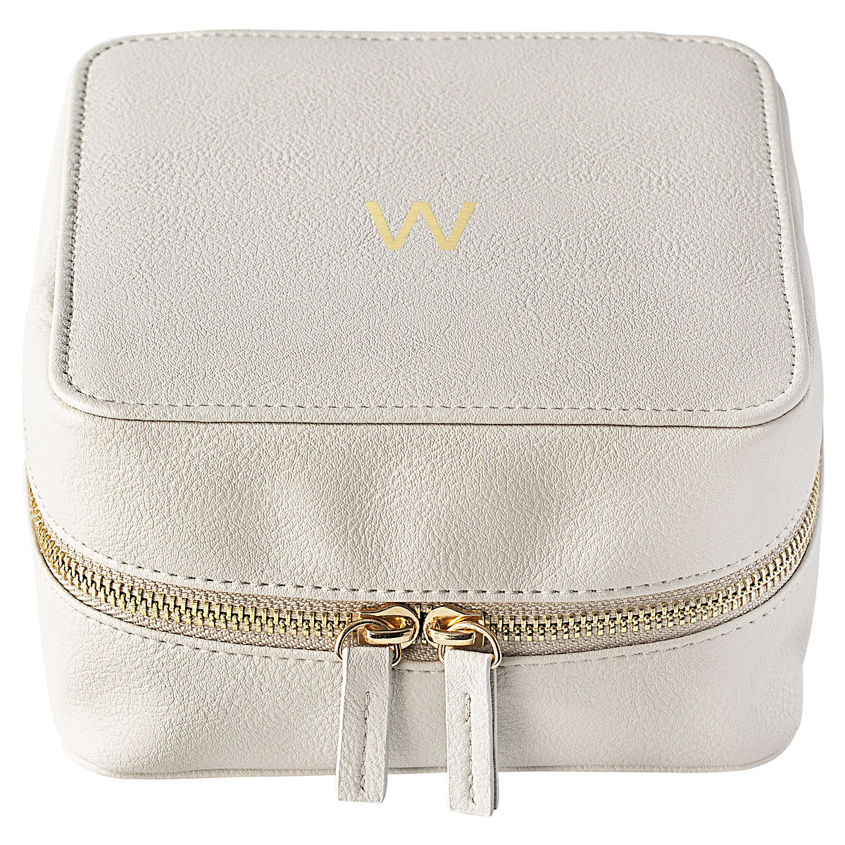 Personalized Faux Leather Tech Travel Case, Oyster Grey - Initial