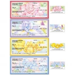 Floral Fancy Personal Duplicate Checks with Matching Address Labels
