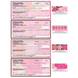 Shades of Pink Personal Single Checks with Matching Address Labels