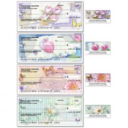 Floral Collage Personal Single Checks with Matching Address Labels