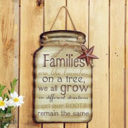 Families Tin Mason Jar Wall Sign