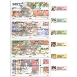 Feline Artistry Personal Single Checks With Matching Address Labels