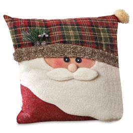 Santa Holly Pine Christmas Pillow
