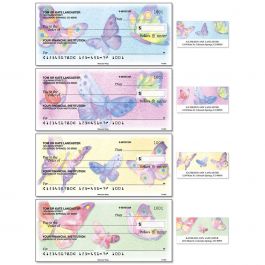 Watercolor Wings Personal Single Checks With Matching Address Labels