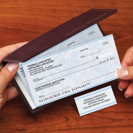 Security Blue Side-Tear Personal Single Checks with Matching Address Labels