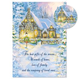 Snowy Cottage Christmas Cards -  Personalized