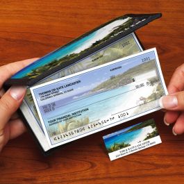 Tropical Paradise II Side-Tear Personal Single Checks with Matching Address Labels