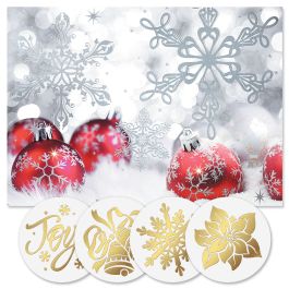 Silver Shimmer Foil Christmas Cards -  Personalized 