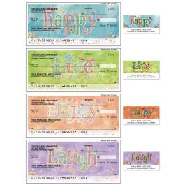 Happy Thoughts Personal Single Checks with Matching Address Labels