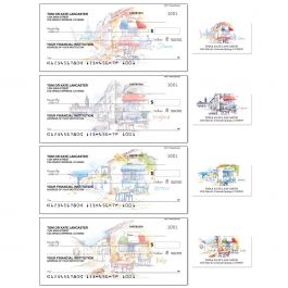 Tranquil Europe Personal Single Checks with Matching Address Labels