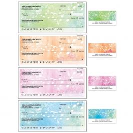 Floral Notes Personal Single Checks with Matching Address Labels