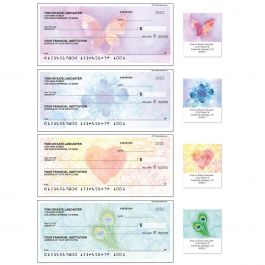 Bright Watercolors Personal Single Checks with Matching Address Labels