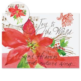 Poinsettia Melody  Christmas Cards - Nonpersonalized