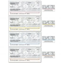 Gray Botanical Personal Single Checks with Matching Address Labels