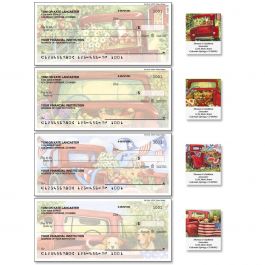 Red Truck Personal Single Checks with Matching Address Labels