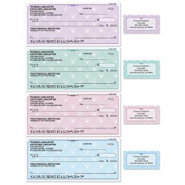 Art Deco Personal Single Checks with Matching Address Labels
