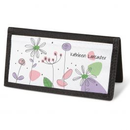 Sketched Flowers  Checkbook Cover - Personalized