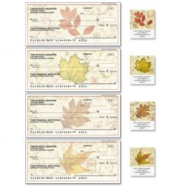 Fallen Leaves Personal Single Checks with Matching Address Labels