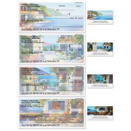 Seaside Retreat Personal Single Checks with Matching Address Labels