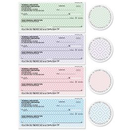 Diamond Pattern Personal Single Checks with Matching Labels