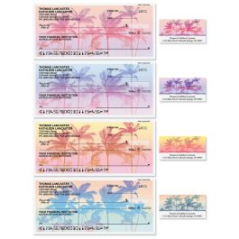 Tropical Palms Personal Single Checks with Matching Address Labels