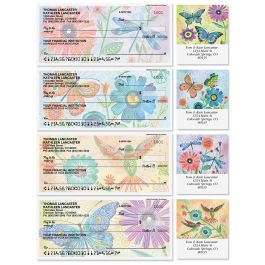 Floral Flight Personal Single Checks with Matching Address Labels