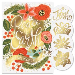 Peace on Earth Foil Christmas Cards - Personalized