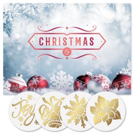Frosted Holiday Foil Christmas Cards - Nonpersonalized