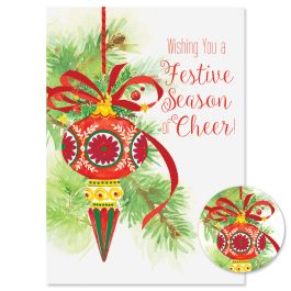 Red Ornament Christmas Cards - Personalized