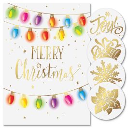 Foil Lights Christmas Cards - Personalized
