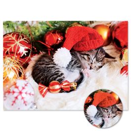 Cozy Kitten Christmas Cards - Personalized