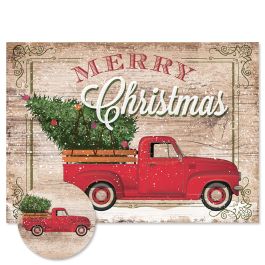 Red Trucks Christmas Cards - Personalized