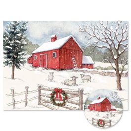 Country Barn Christmas Cards - Personalized