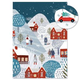 Winter Village Christmas Cards - Personalized