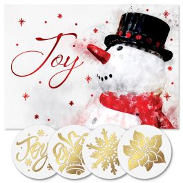 Frosty Joy Foil Christmas Cards - Personalized