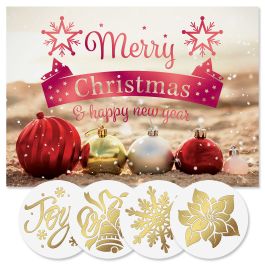 Holiday in the Sand Foil Christmas Cards - Personalized